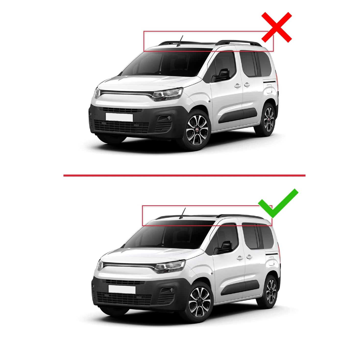 Compatible avec Fiat Doblo 3 2023-2026 ACE-2 modèle Barres de Toit Railing Porte-Bagages de Voiture Noir Aluminium Barres