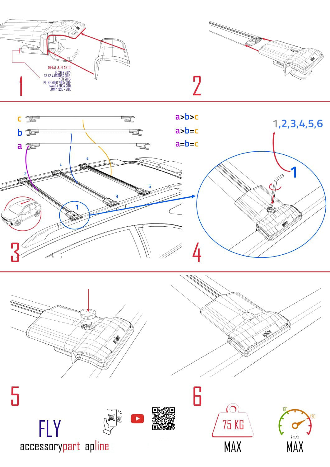 Compatible with Volvo V70 III 2008-2016 FLY Model Car Roof Rack Cross Bar Grey Aluminium 3 Bars