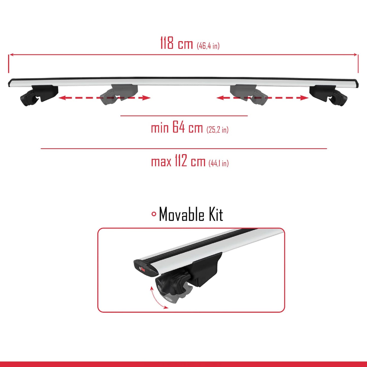 Compatible with Q3 (F3) 2019-2025 HOOK Model Car Roof Rack Cross Bar Grey Aluminium 2 Bars