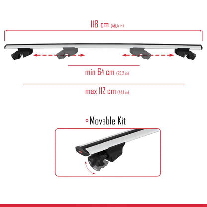 Compatible avec Suzuki Vitara 2015-2025 HOOK Model Barres de Toit Railing Porte-Bagages de Voiture Gris Aluminium 2 Barres
