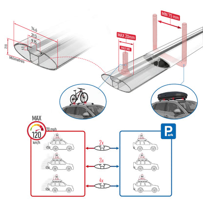 Compatible avec Kia EV3 (SV) 2024-2026 ACE-2 modèle Barres de Toit Railing Porte-Bagages de Voiture Gris Aluminium Barres
